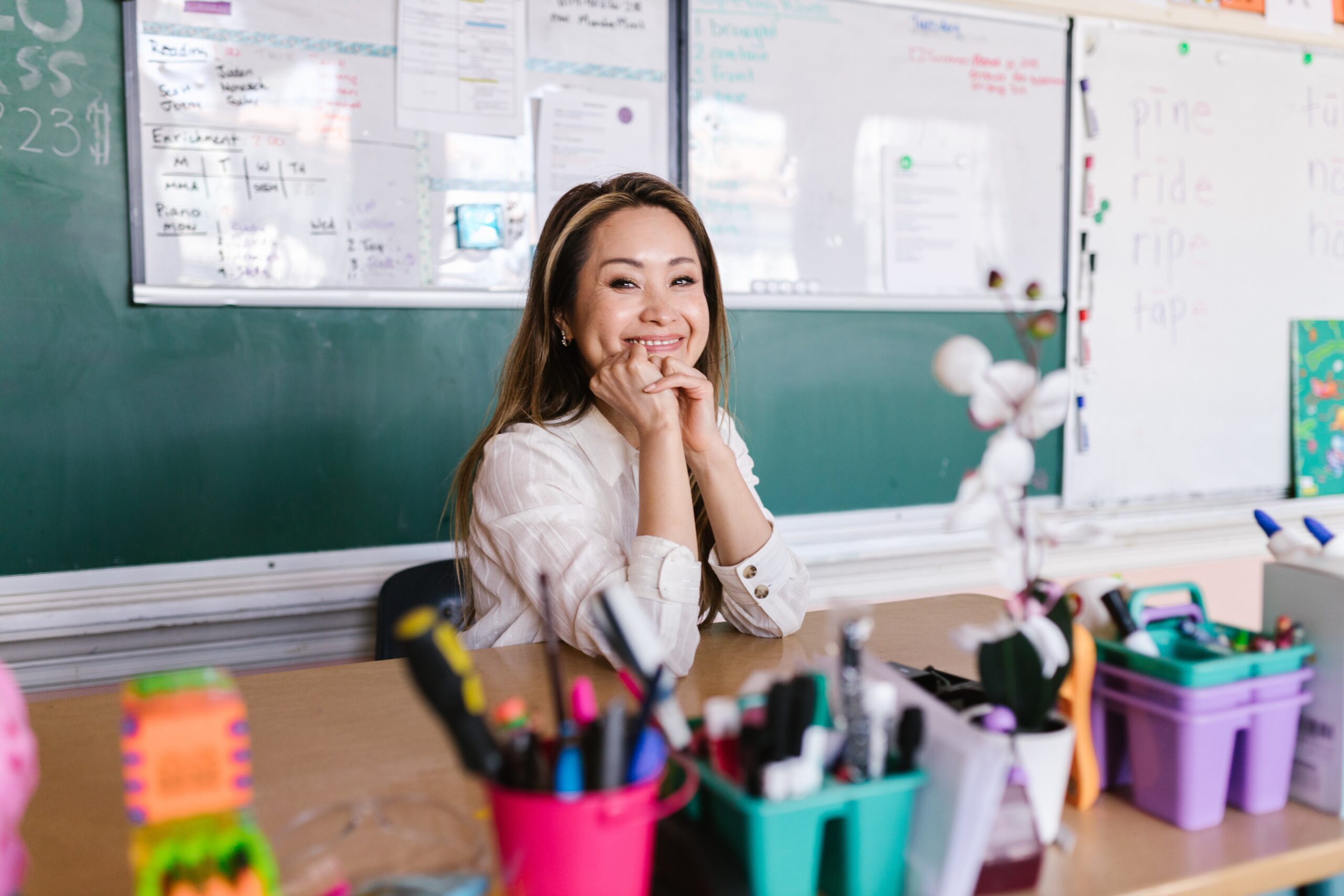 Teacher smiling at camera